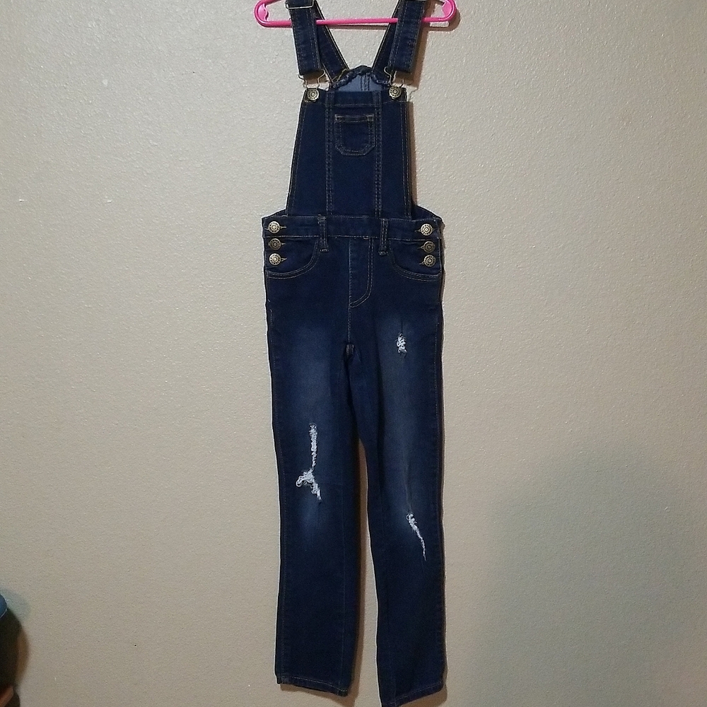 Girls sz 8 distressed denim overalls
